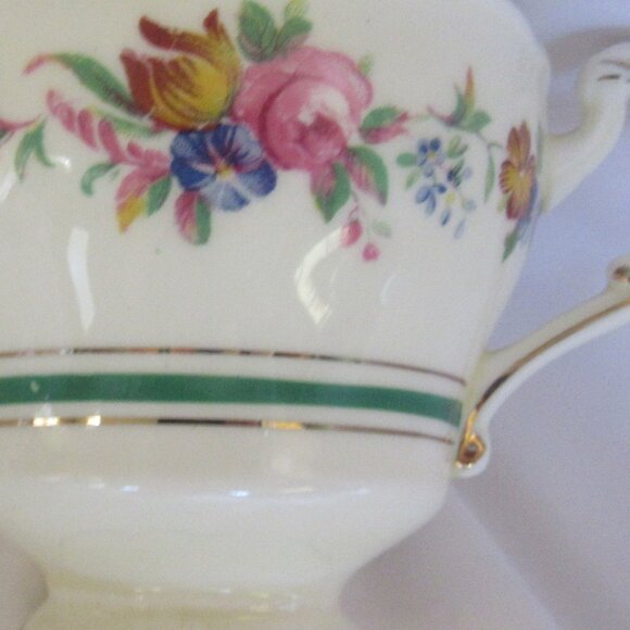 Paragon Tea Cup and Saucer Soft Sweet Floral on Cream, Gold Gilt Trim Fancy H224 - Picture 6 of 8